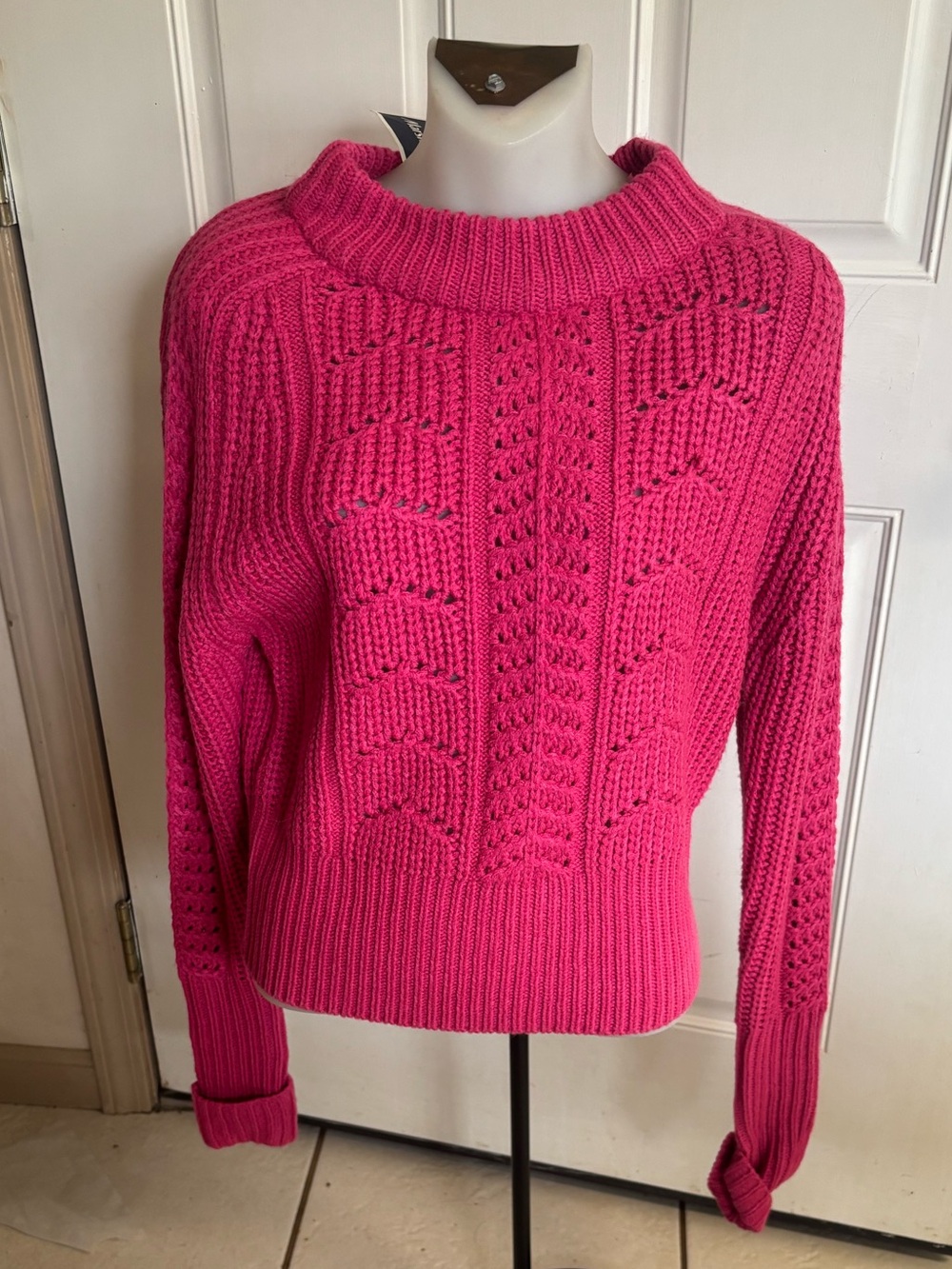 NWT Small Poof New York hot pink chunky cable knit sweater.  Retail 28.00
